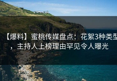 【爆料】蜜桃传媒盘点：花絮3种类型，主持人上榜理由罕见令人曝光