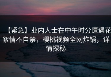 【紧急】业内人士在中午时分遭遇花絮情不自禁，樱桃视频全网炸锅，详情探秘