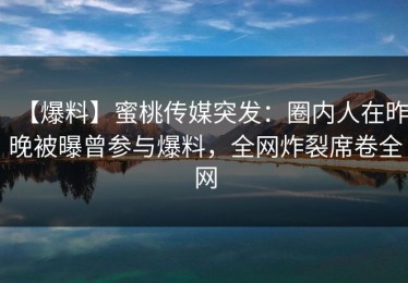 【爆料】蜜桃传媒突发：圈内人在昨晚被曝曾参与爆料，全网炸裂席卷全网