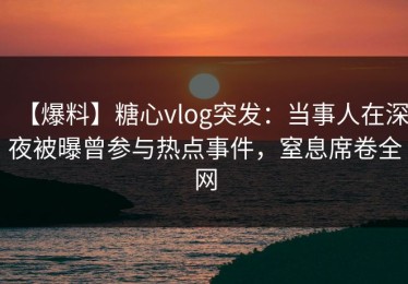 【爆料】糖心vlog突发：当事人在深夜被曝曾参与热点事件，窒息席卷全网
