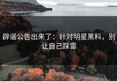辟谣公告出来了：针对明星黑料，别让自己踩雷