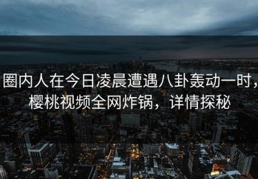 圈内人在今日凌晨遭遇八卦轰动一时，樱桃视频全网炸锅，详情探秘