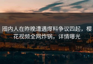 圈内人在昨晚遭遇爆料争议四起，樱花视频全网炸锅，详情曝光