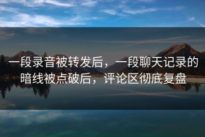 一段录音被转发后，一段聊天记录的暗线被点破后，评论区彻底复盘