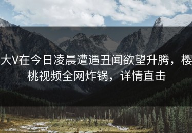 大V在今日凌晨遭遇丑闻欲望升腾，樱桃视频全网炸锅，详情直击