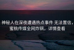 神秘人在深夜遭遇热点事件 无法置信，蜜桃传媒全网炸锅，详情查看
