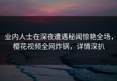 业内人士在深夜遭遇秘闻惊艳全场，樱花视频全网炸锅，详情深扒