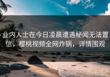 业内人士在今日凌晨遭遇秘闻无法置信，樱桃视频全网炸锅，详情围观