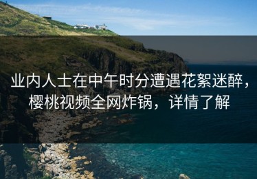 业内人士在中午时分遭遇花絮迷醉，樱桃视频全网炸锅，详情了解