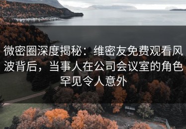 微密圈深度揭秘：维密友免费观看风波背后，当事人在公司会议室的角色罕见令人意外